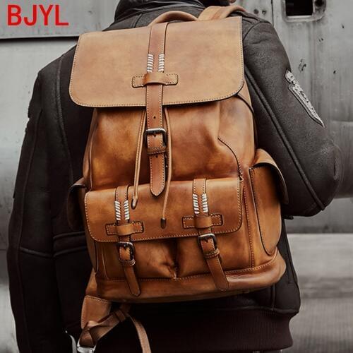 Large Capacity Mens Backpack Male Travel Backpack Men Laptop Backpacks School Bags Cowhide Leather 2020 New Real Full Leather