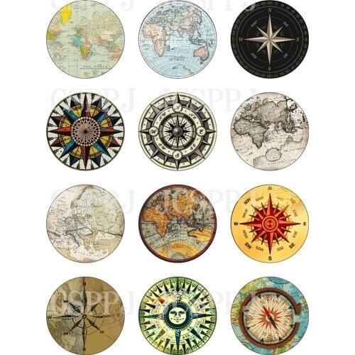 Waterproof glass sticker retro marine pattern jewelry bag footwear clothing decoration accessories mosaic size 8~40mm