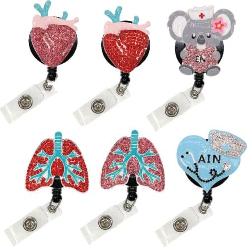 6 Styles A set of Medical Nurse Retractable Badge Reel Lung Heart AIN RN Koala Nurse Gift Id Badge Holder
