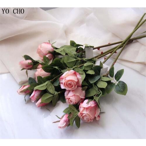 YO CHO Artificial Decorations Artificial Flowers 2 Head Silk Roses Christmas Home Decoration Accessories Wedding Flower Peony
