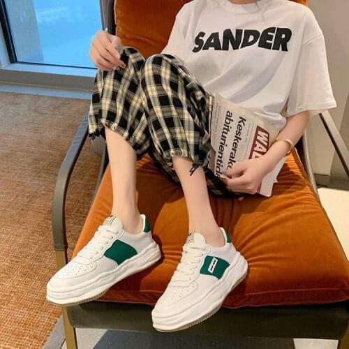 White Shoes for Women 2021 New Breathable Soft Leather Casual Dad Sneakers