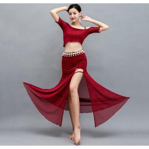 Women Belly Dance Costume Practice Wear Big Swing Skirt Oriental Bellydance Sexy Training Suit For Girl Dancewear Fishtail Skirt