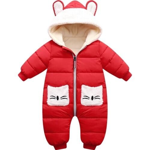 Winter Baby Romper Girls Boys Toddler Jumpsuits Velvet Coat Thick Cotton Clothes Newborn Coveralls Long Sleeve 9-18 months