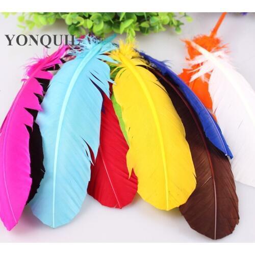 100Pcs/Lot TURKEY QUILLS 20-30CM Dyed Craft TURKEY Wing Feathers11 Colors Slected For DIY Millinery Fascinator Hair Accessories