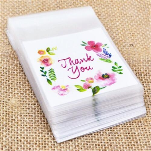 100Pcs Plastic Bags Thank you Cookie&Candy Bag Self-Adhesive For Wedding Birthday Party Gift Bag Biscuit Baking Packaging Bag