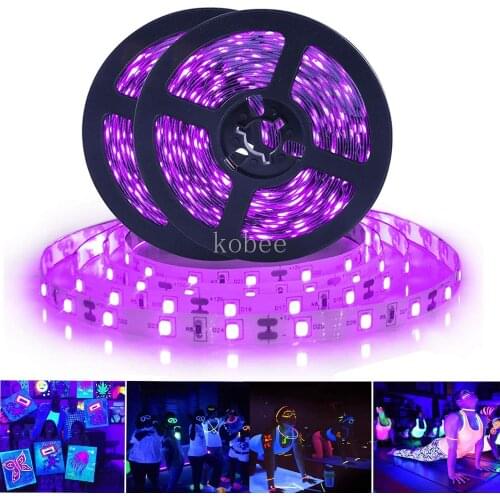 12V UV Ultraviolet 395-405nm led strip black light 5050 2835 SMD 60led/m Waterproof tape lamp for DJ Fluorescence party
