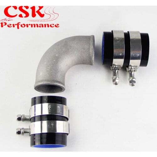 50mm 2" Cast Aluminum 90 Degree Elbow Pipe Turbo Intercooler+ silicone hose kit