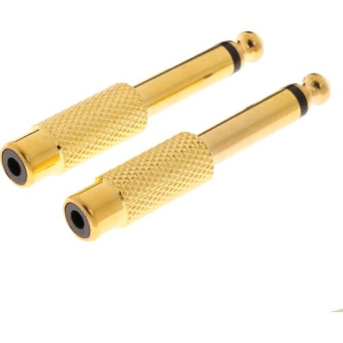 6.35mm To RCA Jack Plug Audio Adapter Converter Coupler Connector