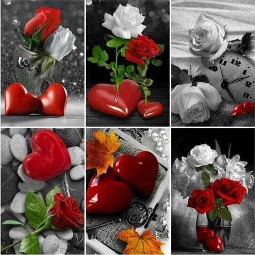 Huacan Diamond Embroidery Full Display Flower 5D DIY Diamond Painting Love Picture Of Rhinestone DIY Diamond Mosaic Gift