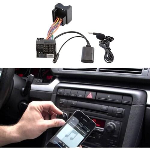 Car Bluetooth 5.0 Aux Cable Microphone Handsfree Mobile Phone Free Calling Adapter For- A3 TT A4 S4 A6 A8 A8 07-14