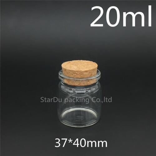 Free shipping 200pcs/lot 37*40mm 20ml Wishing Glass Bottle with Cork ,20cc Glass Vials Display Bottles Wholesale cork bottle