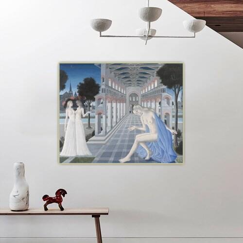 Citon Paul Delvaux《Serenity》Surrealism Canvas Art Oil Painting Artwork Poster Picture Background Wall Decor Home Decoration