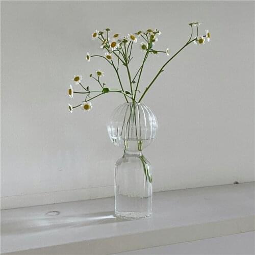 Flower Vase for Home Decor Decorative Nordic Glass Table Vase Hydroponics Plants Vases Ornaments Home Modern Glass Candle Holder