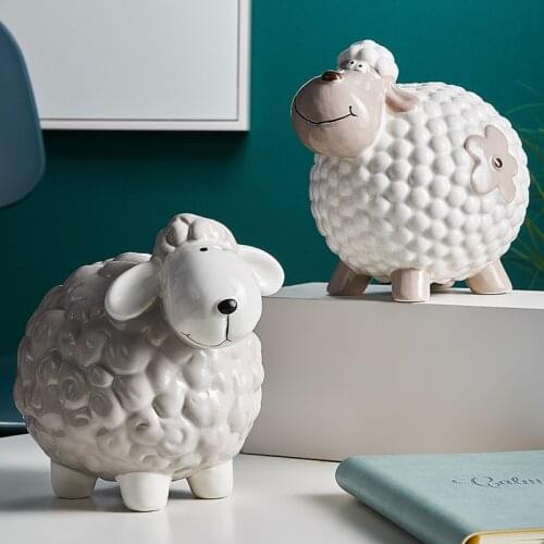 Model Bedroom Decoration Accessories Desktop Decoration Childrens Piggy Bank Holiday Cute Sheep Piggy Bank Resin Animal Gifts