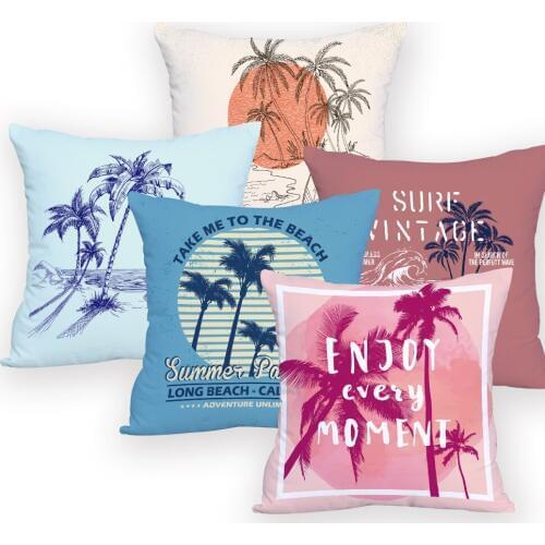 Sea and Beach Plant Decoration Cushions Cover Decoration Bed Personalized Photo Pillow Case Decorative Sofa Custom Printed