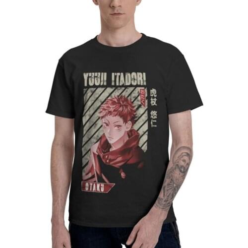 Jujutsu Kaisen Yuuji Itadori Harajuku T-shirt Mens Streetwear T Shirt Short Sleeve 100% Cotton Anime Manga Tshirt Unique Tee