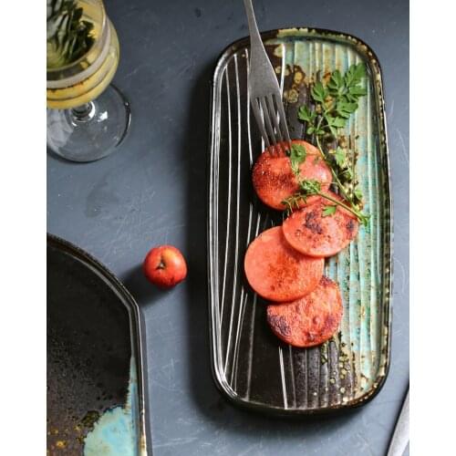 11 inch ceramic western steak plate hotel restaurant commercial creative rectangular sushi sashimi plate Japanese tableware