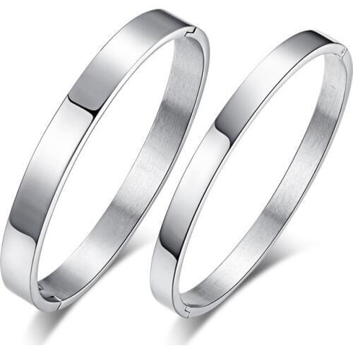 Classic Stainless Steel Luxury Bangle Bracelet For Woman Man Black Rose Gold Color Wristband Bangles Gift