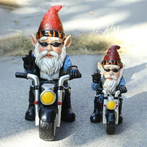 Cool And Handsome Garden Dwarf Riding A Motorcycle Dwarf Resin Ornaments Home Desktop Decor Creative Birthday Gifts For Children