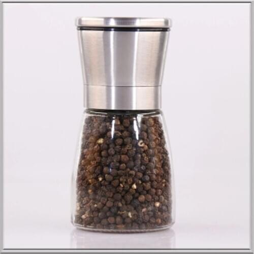 2PCS Pepper Grinder 160ML Glass Salt Shaker Portable Stainless Steel Seasoning Mills Kitchen Ceramic Core Milling Tools for BBQ