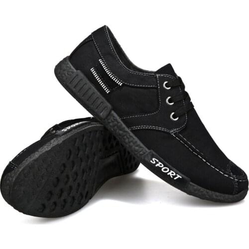 New Solid Color Men Denim Casual Canvas Shoes All-match Breathable Lace-Up Non-slip Trend Casual Shoes Men Sneakers Retro