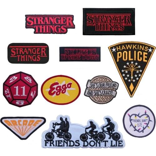 10 pcs Strange Things Horror TV shows embroidered Iron On Patch, Eggo, Hawkins Jacket Backpack Fabric Accessories DIY