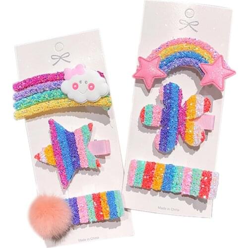 NEW 3-5pcs Children Cute Color Hairclip Colorful Rainbow Clip Hair Accessories Baby Clip Fashion Baby Hairpin for children