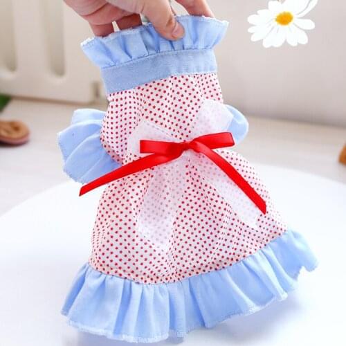 2021 Summer New Puppy Dog Cute Red Lattice Bow-knot Dog Dresses Fashion Clothing Chihuahua Poodle Spring Skirt Pet Dog Clothes