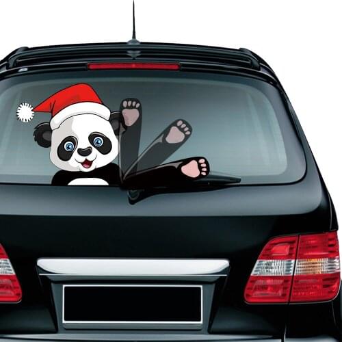 New Panda with Santa Hat Waving Wiper Decals PVC Car Styling Rear Window Wiper Stickers Rear Windshield Stickers Car Stickers