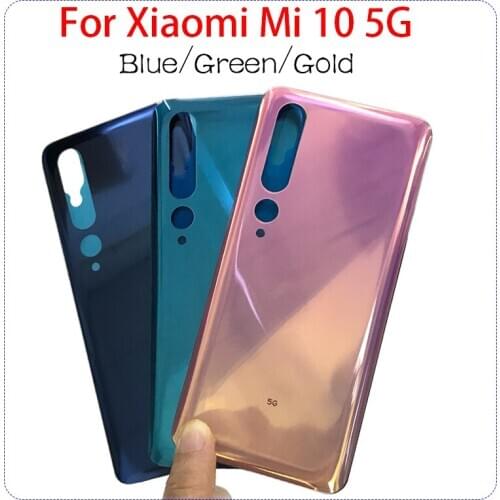 New Back Battery Cover Glass For Xiaomi Mi 10 5G Glass Back Cover Adhesive Sticker With LOGO