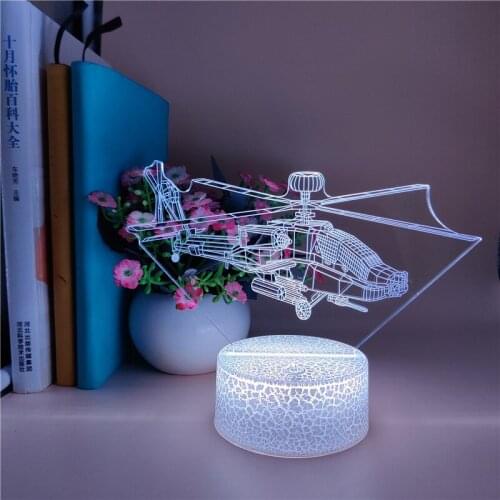 Baby 3D Illusion LED Night Light Acrylic Airplane Model Nightlight Gift for Kids Table Lamp with Remote Control Bedroom Decorati
