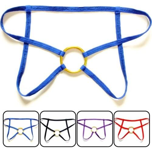 T Back Panties Jockstraps Lingerie 5cm Ring Open Crotch Sexy Mens Gay Underwear hollow out Penis Cock Erotic G Strings Tanga