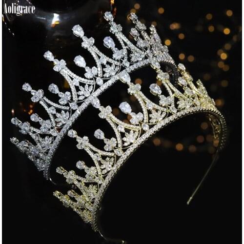 Fashion Western 5A Level Full Cubic Zirconia Wedding Tiaras CZ Zircon Bridal Crowns Princess Sweet 16 Headpiece Hair Accessories