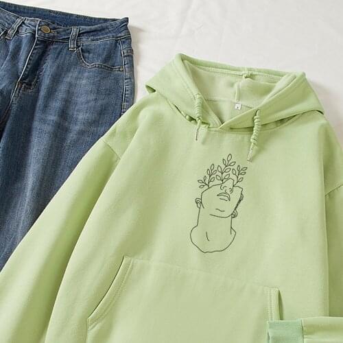 Vegan Art Print Aesthetic Harajuku Women Hoodies Sweatshirt Winter Women Clothing David Sculpture Pullover Kpop Cotton Top Lady