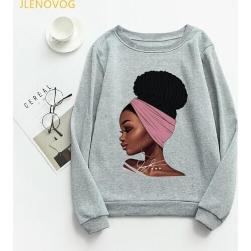 Vintage melanin poppin women hoodies vogue black girls magic sweatshirt femme winter gray sudadera mujer casual winter clothes