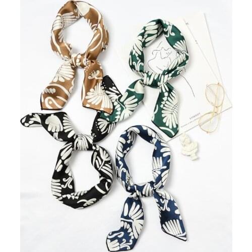 Yishine Florals Pattern Silk Satin Women Square Scarf Ladies Wrap Bandana Head Scarf Shawls Bag Accessories Handkerchief