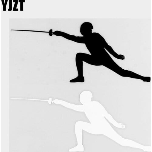 YJZT 17.7×7.7CM Fencer Vinyl Decal Car Sticker Body Window Rear Glass Decoration Black/Silver 20A-0412