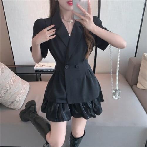 2PCS Sets For Women Blazer Coat Skirts Summer 2021 New Fashion OL Elegant Short Sleeve Slim Coat Suits Female Clothing Set