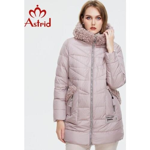 Astrid 2021 Winter Women Mid-length Coat Fur collar down jacket female parka Hooded Fashion plus size parkas Womens coat 9530