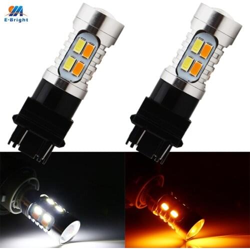 2PCS T25 P27/5W 3157 Amber/White Switchback LED Auto Bulbs 600Lm Turn Signal Lights 12V Dual Colors For Cars Vehicle Brake Lamps