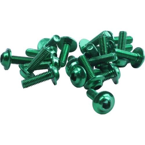 20 Pcs Green Aluminum Alloy Motorcycle Hexagonal Bolts Screws M6