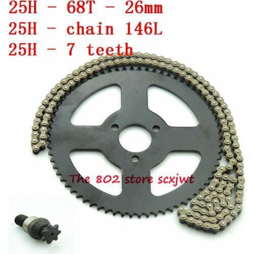 Good quality 26mm 68 Tooth 25H 2 Stroke + 25H Chain 146 links Sprocket For 47cc 49cc Chinese Pocket Bike Quad 4 Wheeler Mini ATV