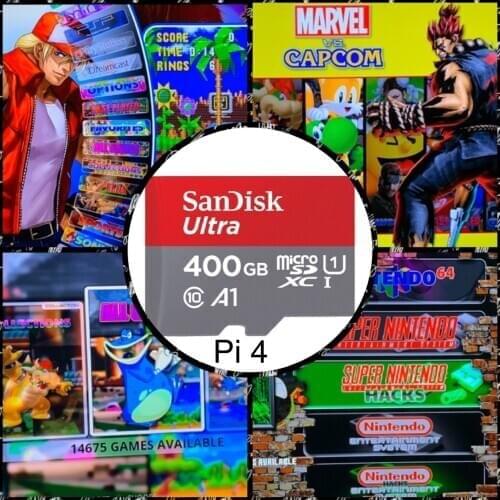 400GB Retropie 4.6 Emulation Station SD Card - For Raspberry Pi 4, 3D Boxart, Video Previews - 14,600+ Games 50 Systems