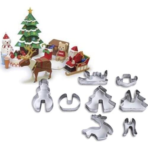Stainless Steel 8pcs/set 3D Christmas Cookie Cutters Cake Cookie Mold Fondant Cutter DIY Baking Tools PC893055