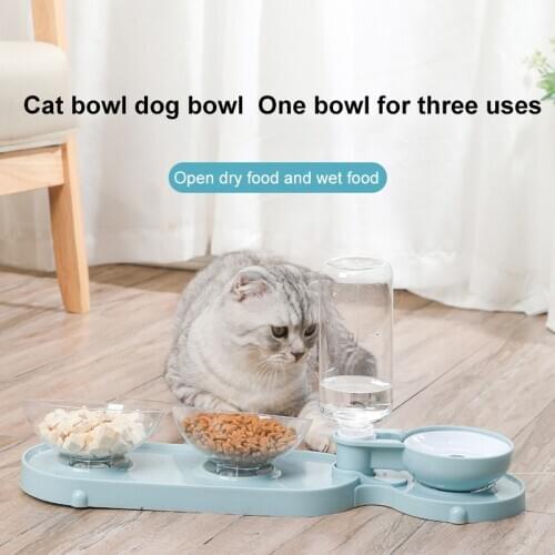 Pet Double Bowl Automatic Feeder Removable Dog Cat Feeding Bowl Pet Food Water Feeding Bowls Dog Accessories Supplies