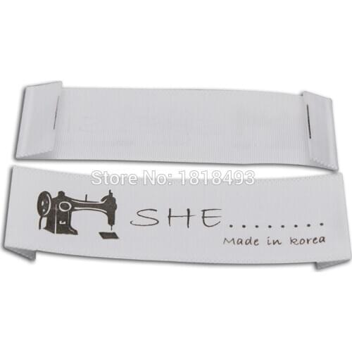Free shipping custom clothing printed white silk labels with cut and fold/garment printed labels/main label/cotton collar labels