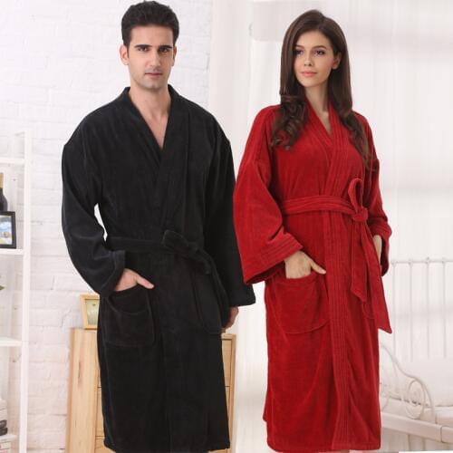Free shipping big size men 100% cotton robe thickening bathrobe winter sleepwear
