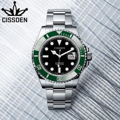 CISSDEN Top Luxury Brand Mechanical Mens Watches Waterproof 100M Sports Men Watch NH35A Automatic Men Clock Relogio Masculino