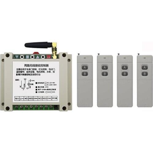 DC12V 24V 36V 48V 2CH 3000m Long Range RF Wireless Remote Control Switch Receiver+Transmitter lamp/ window/Garage Doors shutters