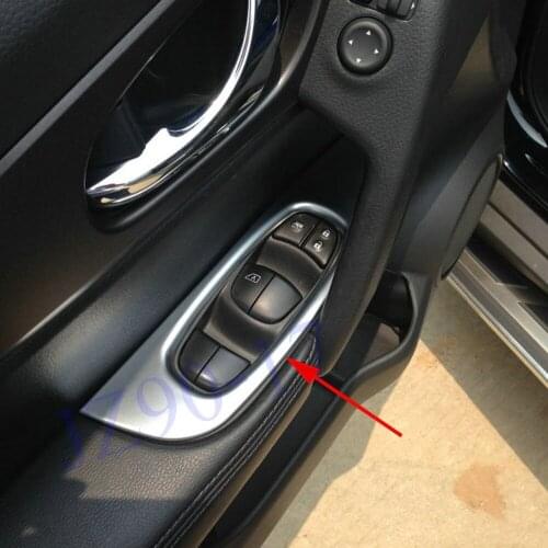 For Nissan Qashqai Interior 2014 2015 2016 2017 2018 Chrome Window Lift Switch Cover Trim Inside Armrest Frame Accessories